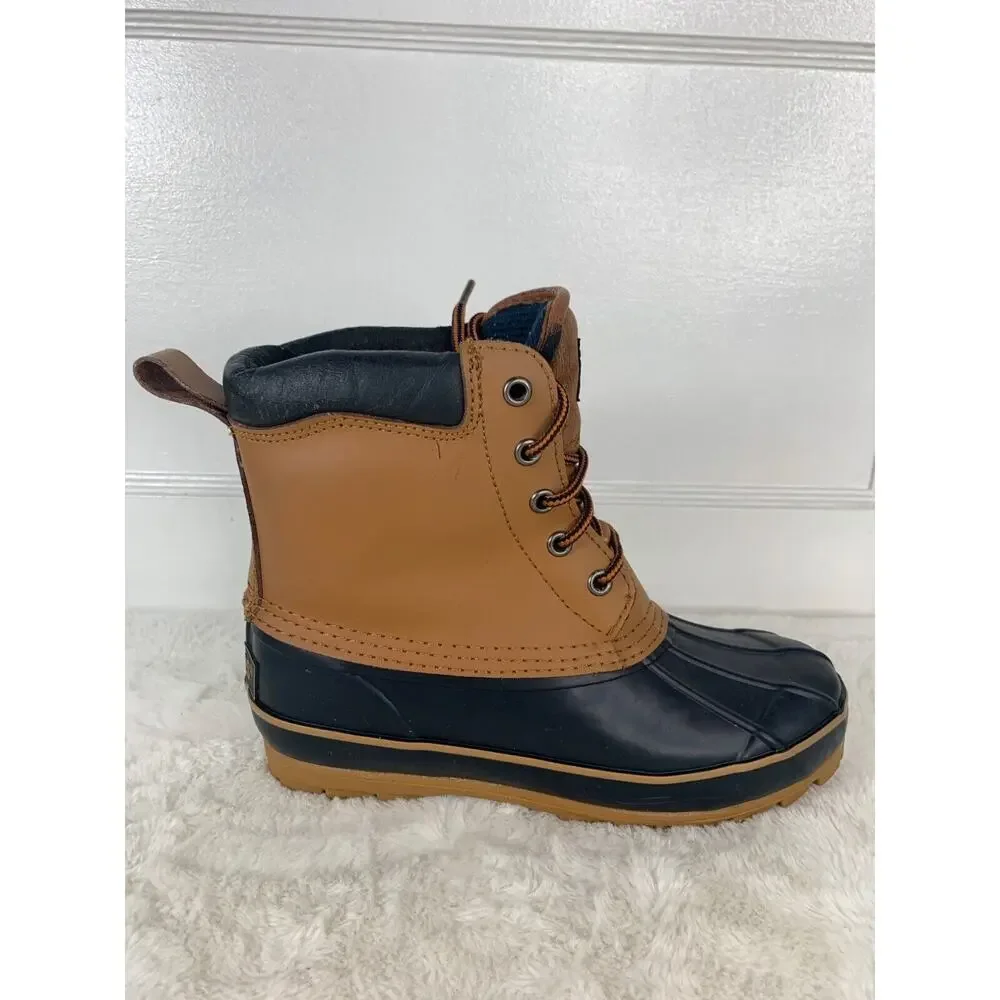 Totes Womens Brown & Navy blue Winter Waterproof Duck Boots Size 7M